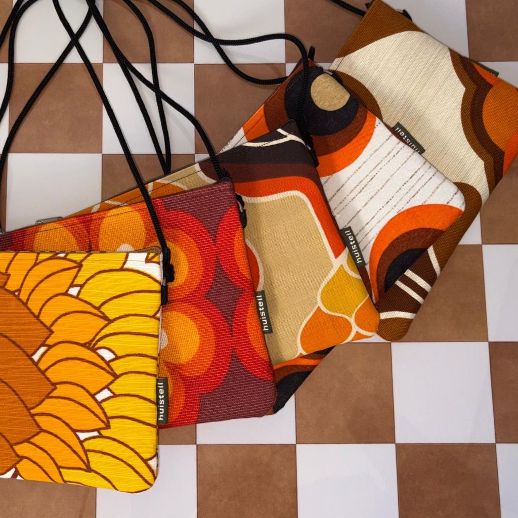 kleine schoudertasjes etui met rits vintage stoffen en handgemaakt