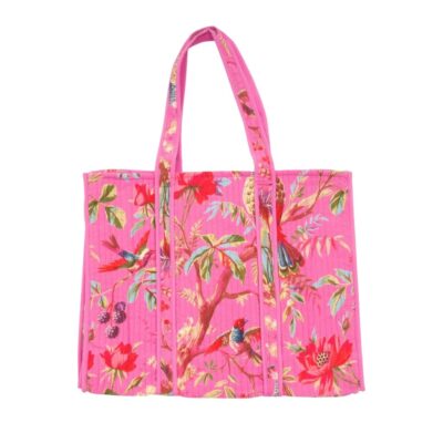 kleurrijke shopper quilted met roze paradise print