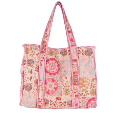 shopper met bloemen roze