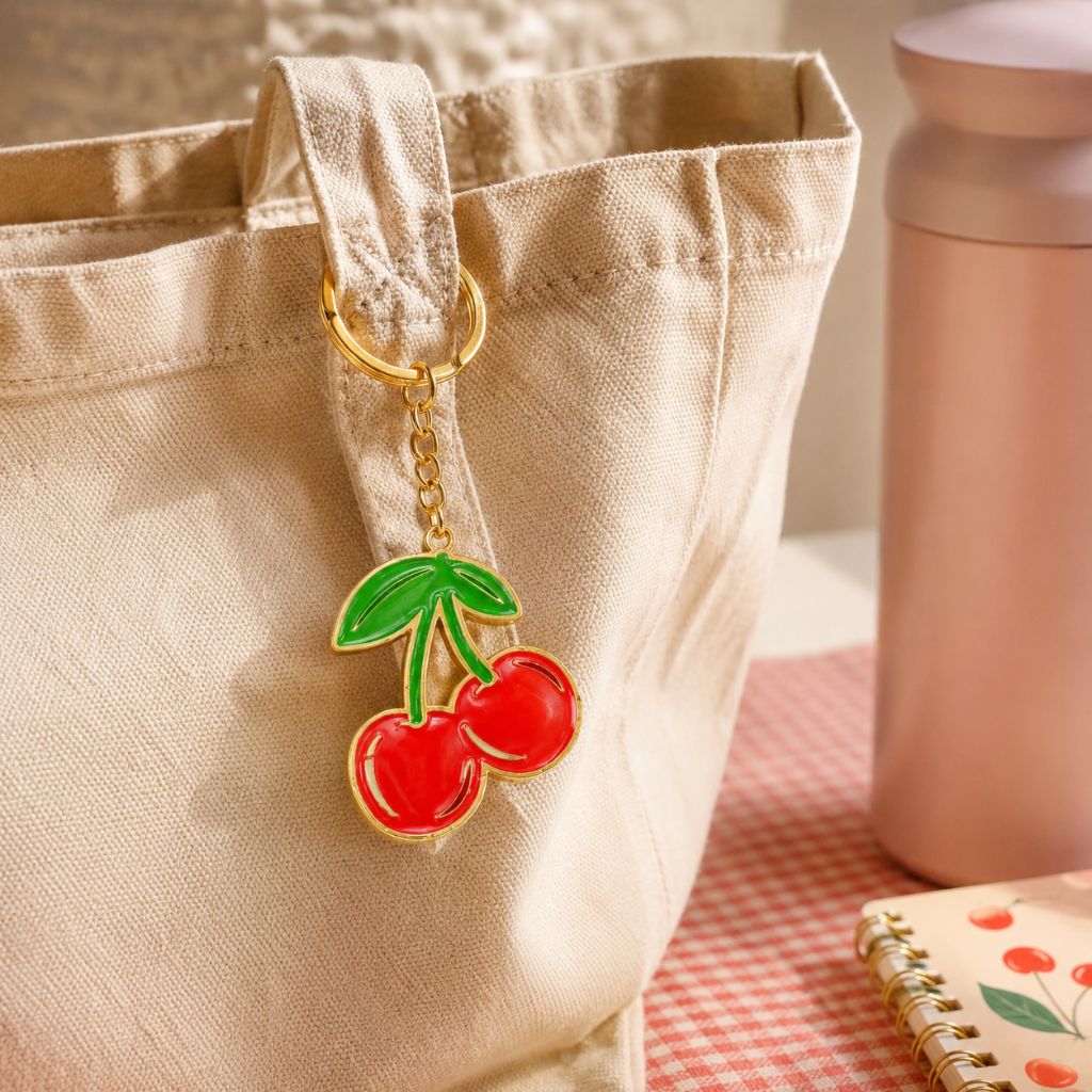 Sleutelhanger emaille - Cherry - Kersen rood - Sass & Belle - Afbeelding 2