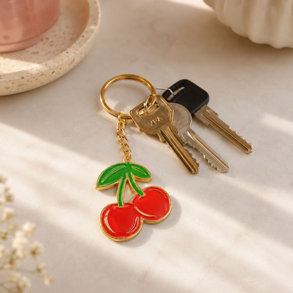 Sleutelhanger emaille - Cherry - Kersen rood - Sass & Belle - Afbeelding 3