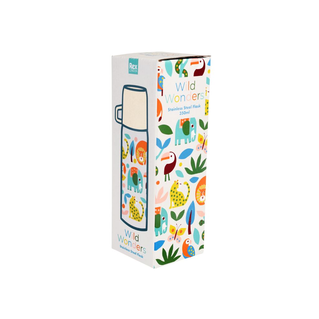 doos van thermosfles met beker voor kind met dieren print