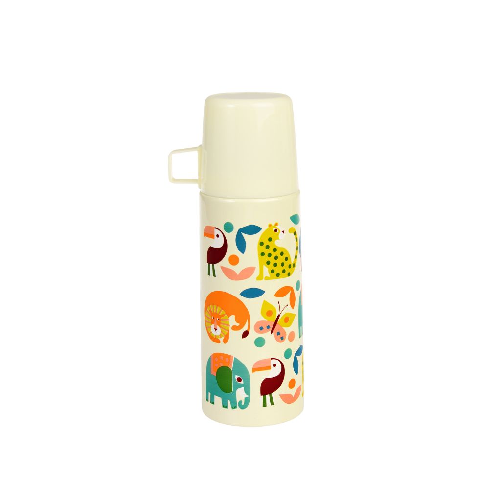 thermosfles met beker voor kind met dieren print