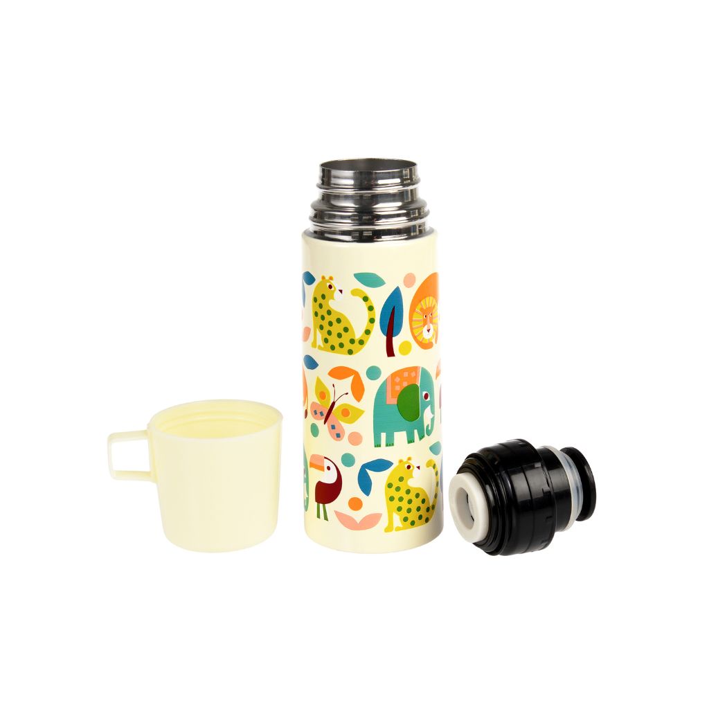 thermosfles met beker voor kind met dieren print