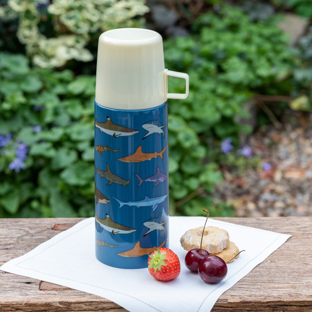 thermosfles met beker voor kind met haaien