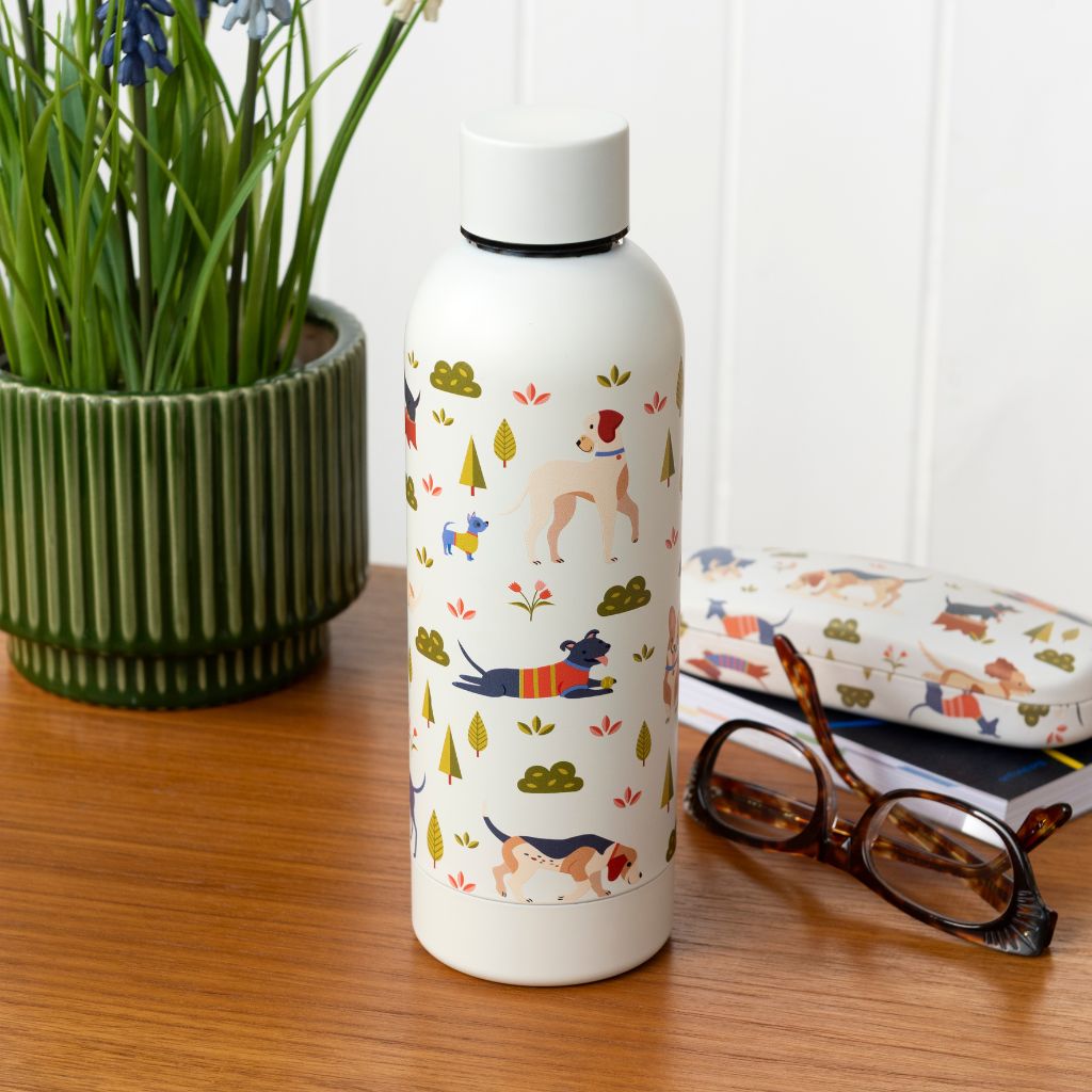 thermosfles rvs met honden print