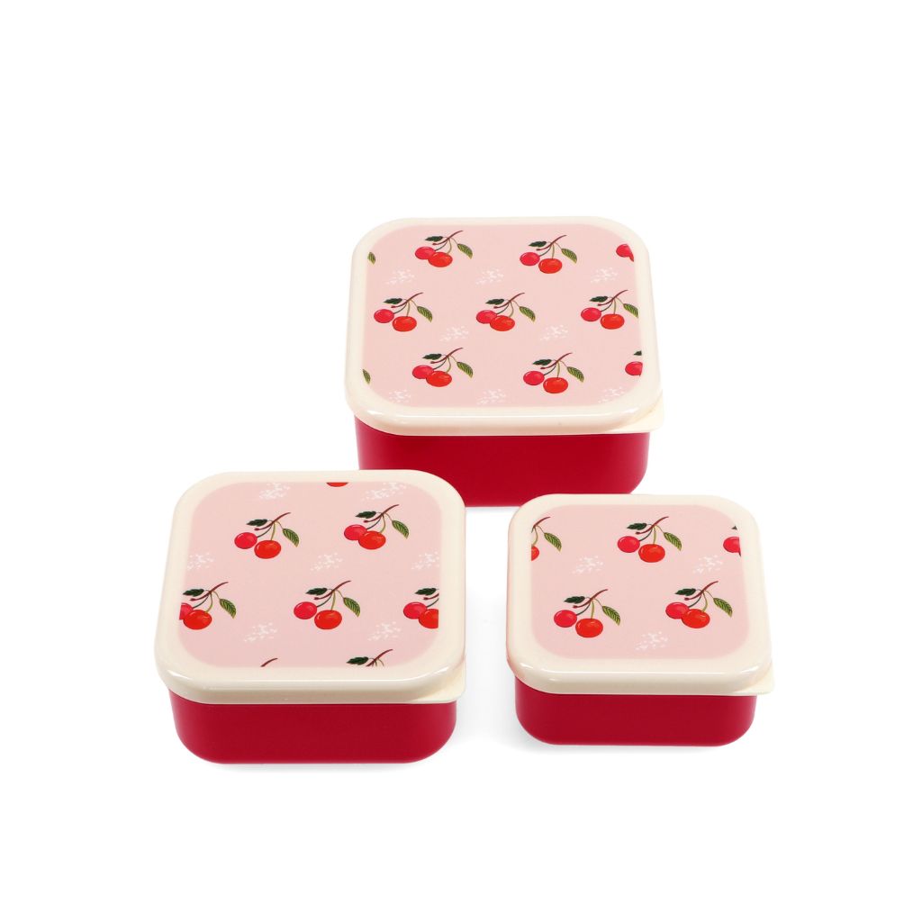 3 lunchbakjes met kersen print