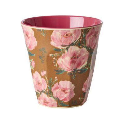 medium melamine cup met roze pioenrozen