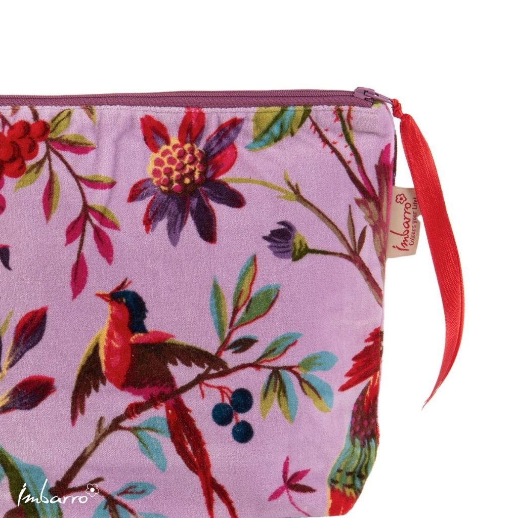 lila etui met rits in stof fluweel paradise print