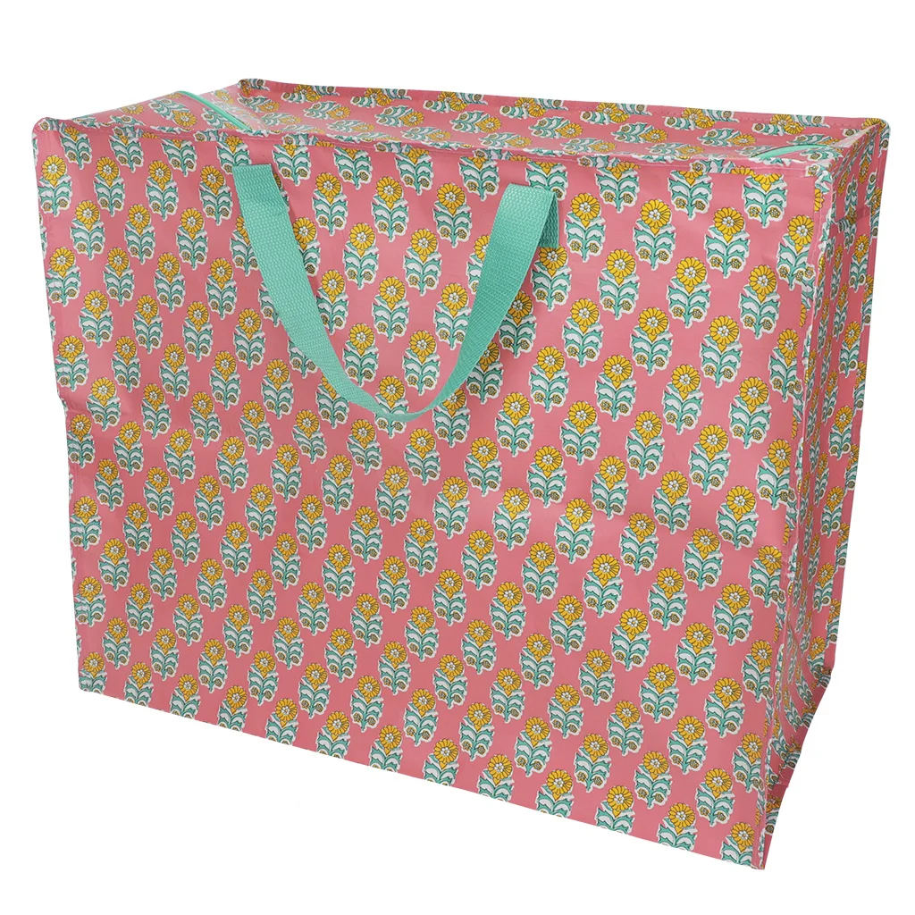 Jumbo bag met rits - Roze Groen - Bloemen Daksha - Rex London - Afbeelding 2
