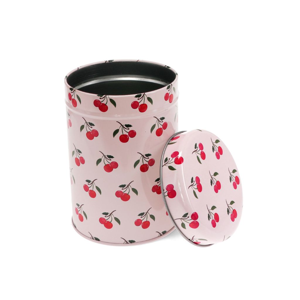 opbergblik hoog roze met kersen print