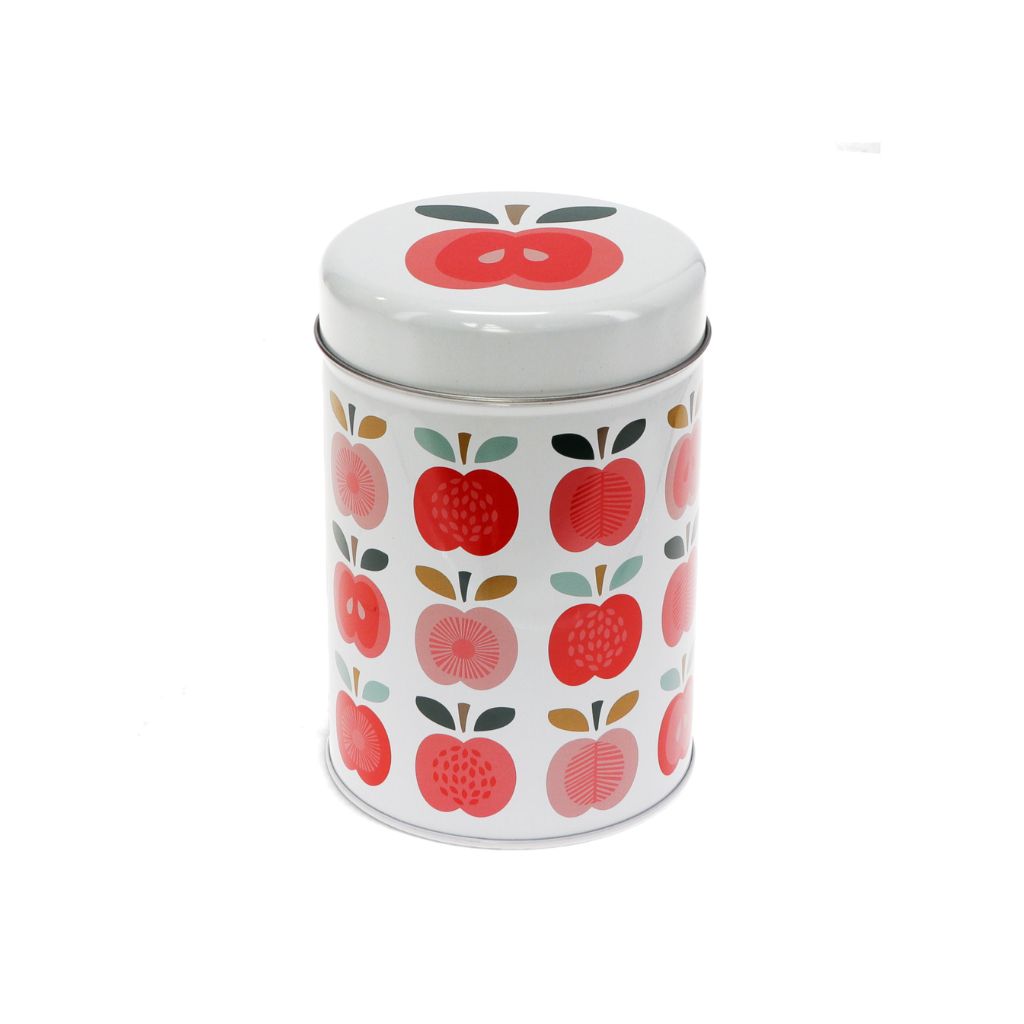 rond opbergblik met vintage appel