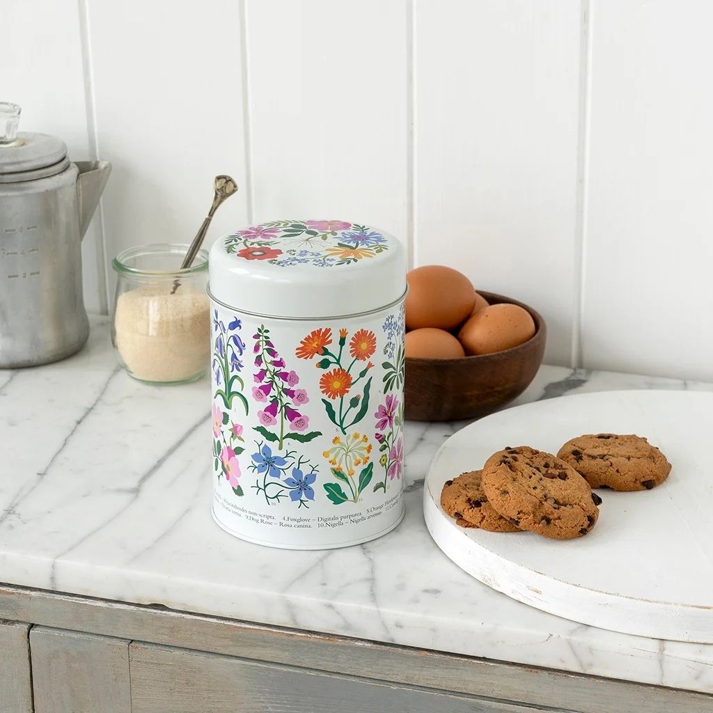 rond opbergblik met bloemen print