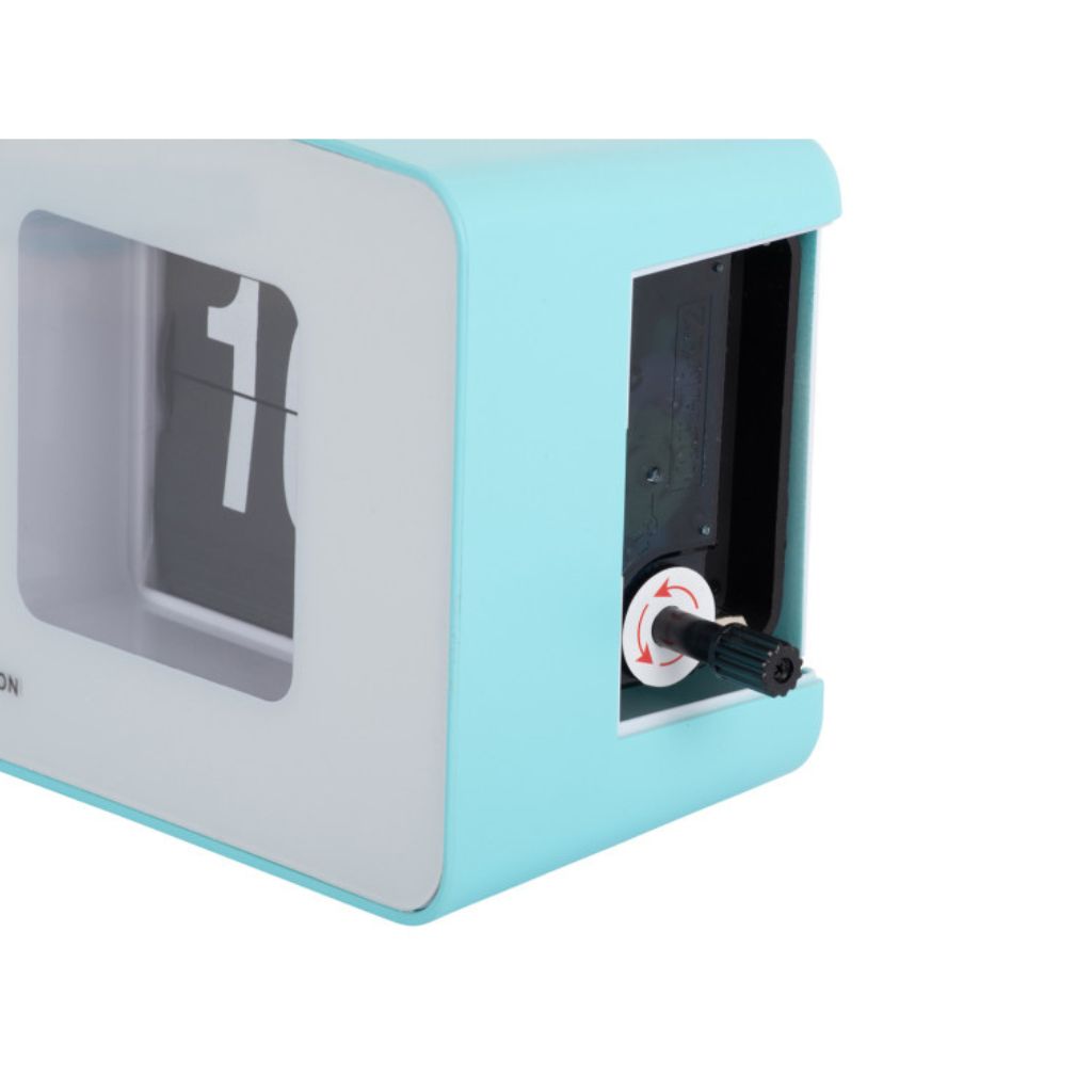 blauw retro klok met flip mechanisme