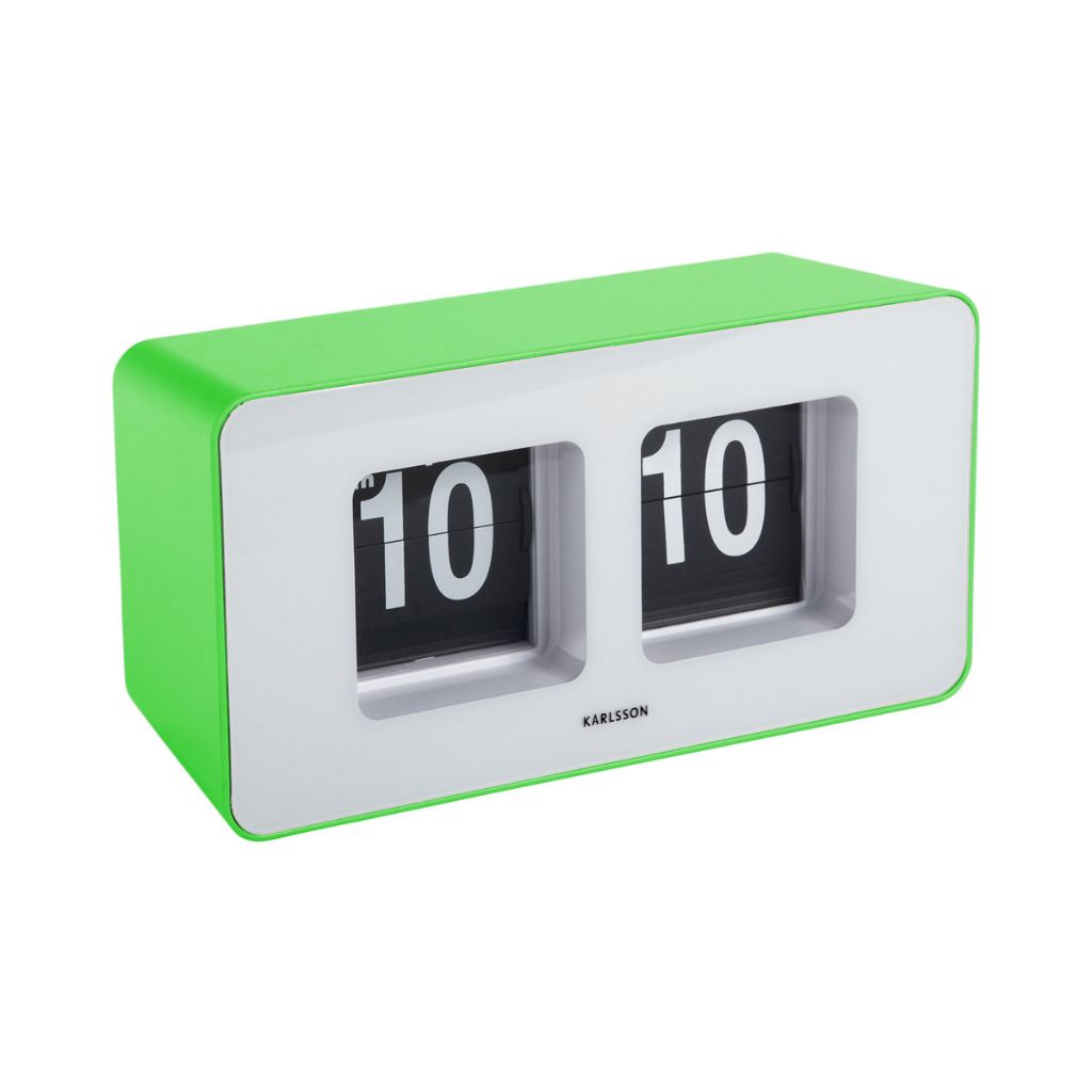 retro klok groen met flip mechanisme