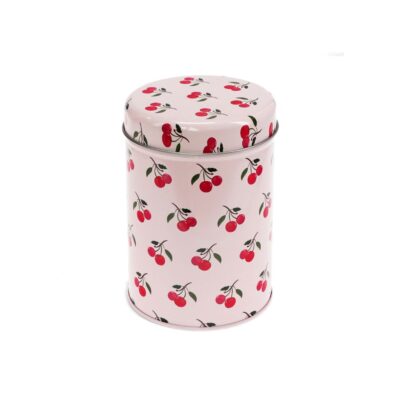 voorraadblik met kersen print roze
