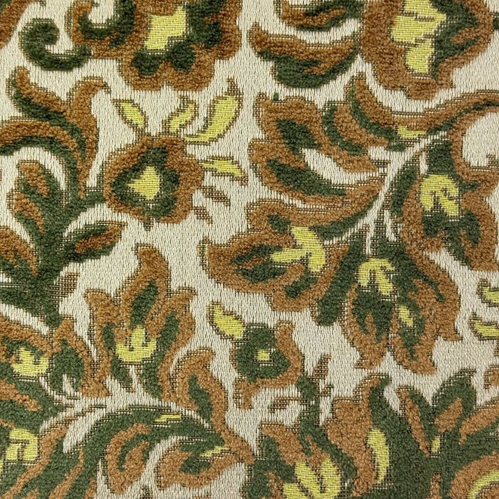 vintage stof jacquard groen geel klassiek
