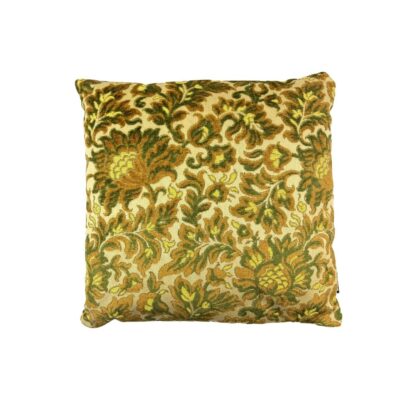kussen vintage stof jacquard groen geel klassiek handgemaakt