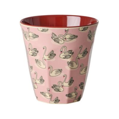 roze beker melamine met zwanen