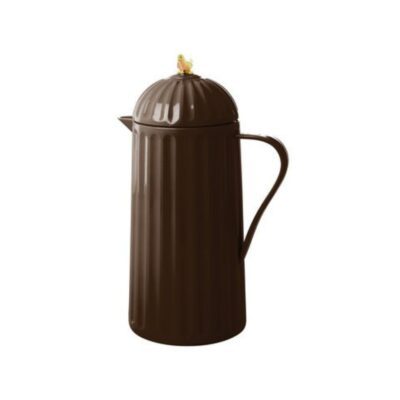 donkerbruine thermoskan met gouden vogeltje 1 liter merk Rice