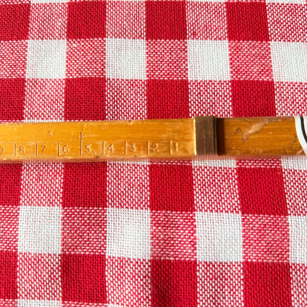 geblokte stof vintage rood wit