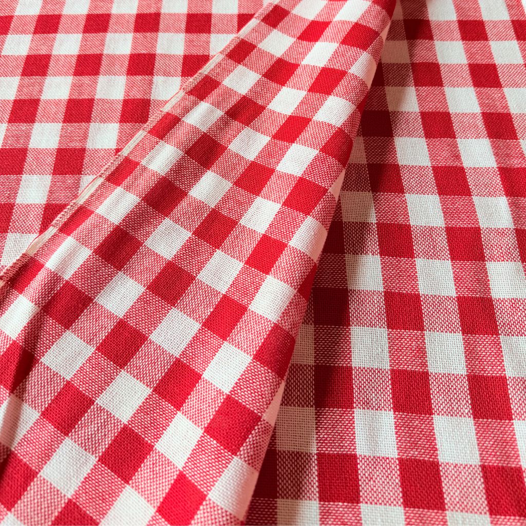 brabantsbont rood wit blokje vintage stof