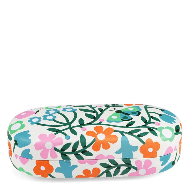 vrolijke hardcase brillenkoker, groot model met bloemen