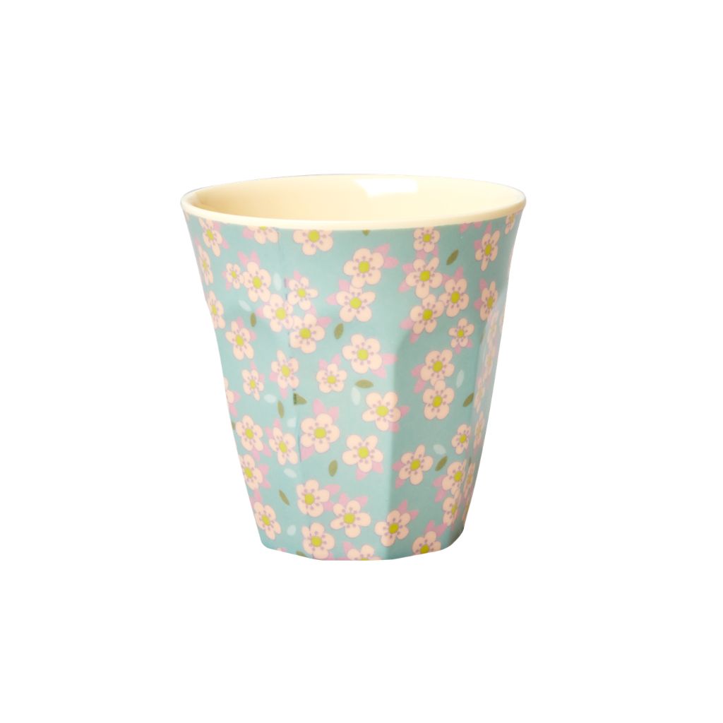 melamine beker met bloemetjes blauw