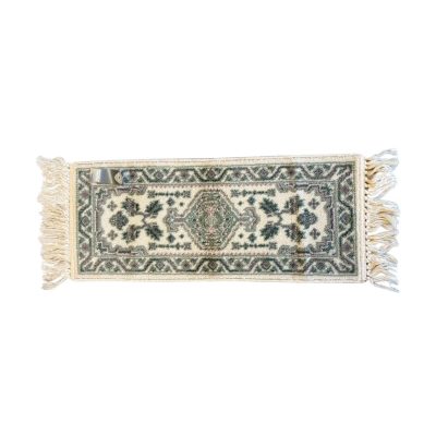 tafelloper retro groen ecru smyrna 100% wol