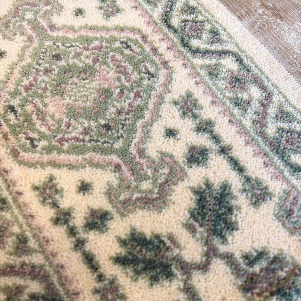 Smyrna tafelloper - ecru groen - Kent - 33 x 80 cm - jaren 70 - Afbeelding 4