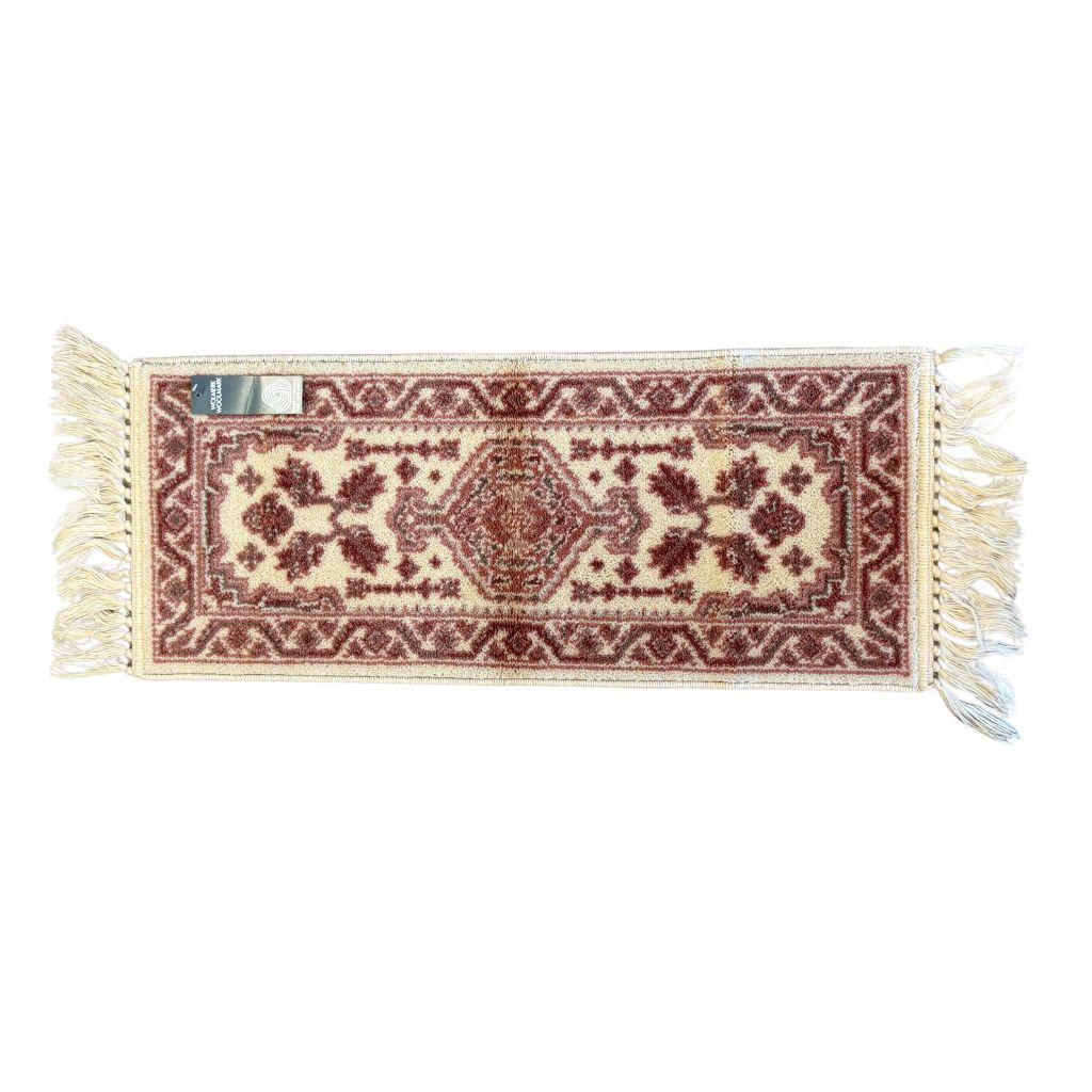Smyrna tafelloper - ecru roze - Kent - 33 x 80 cm - jaren 70 - Afbeelding 2