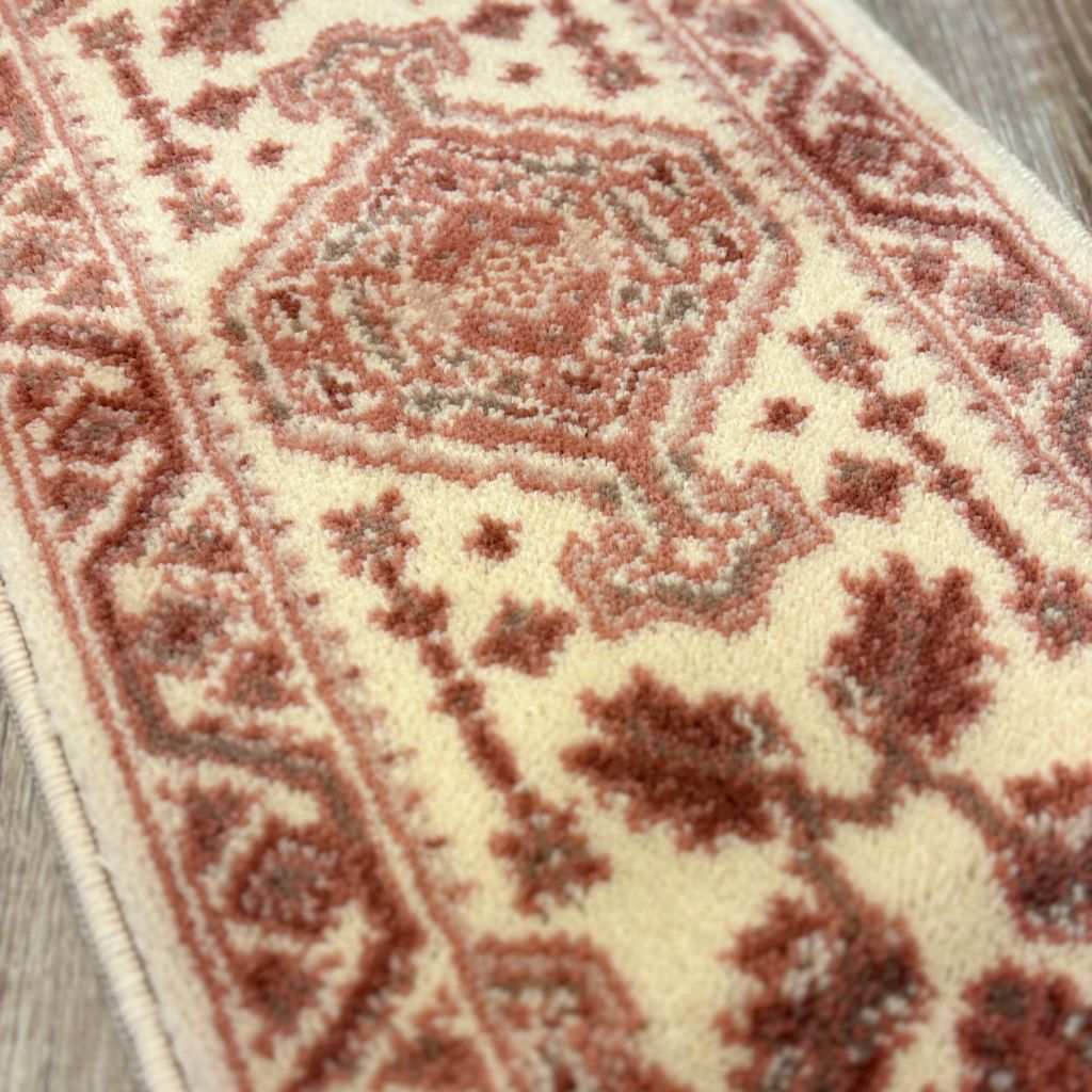 Smyrna tafelloper - ecru roze - Kent - 33 x 80 cm - jaren 70 - Afbeelding 3