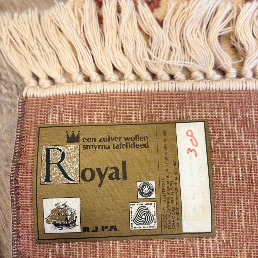 Smyrna tafelloper - ecru roze - Kent - 33 x 80 cm - jaren 70 - Afbeelding 5