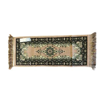 Smyrna tafelloper - taupe donkergroen - Louvre - 33 x 80 cm - jaren 70